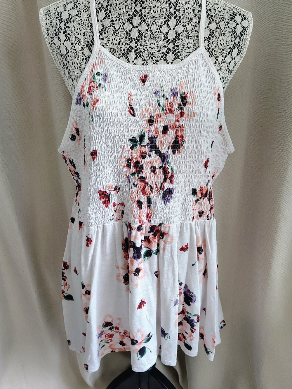 Torrid White Floral Smocked Camisole Dress